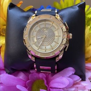 NEW GOLD BLACK ICY SILICON HIP HOP WATCH